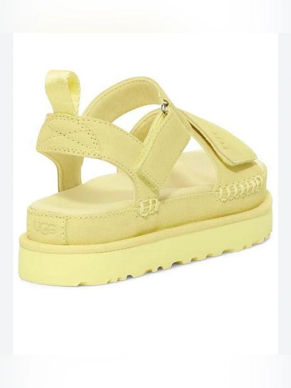 NWOT UGG Women's Goldenstar Suede Platform Velcro Sandal in Lemon Yellow - 7